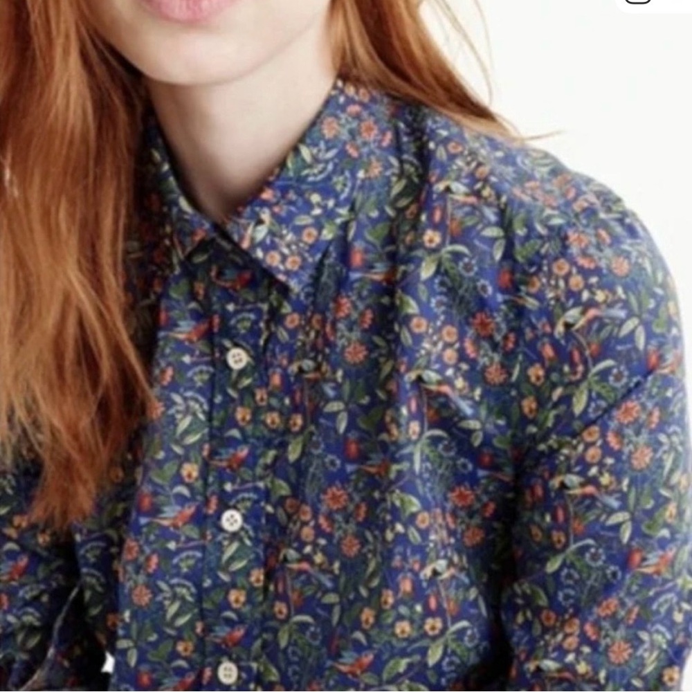 J. Crew Liberty Fabric Catesby Blue Floral Button Down Perfect Shirt RARE, 4
